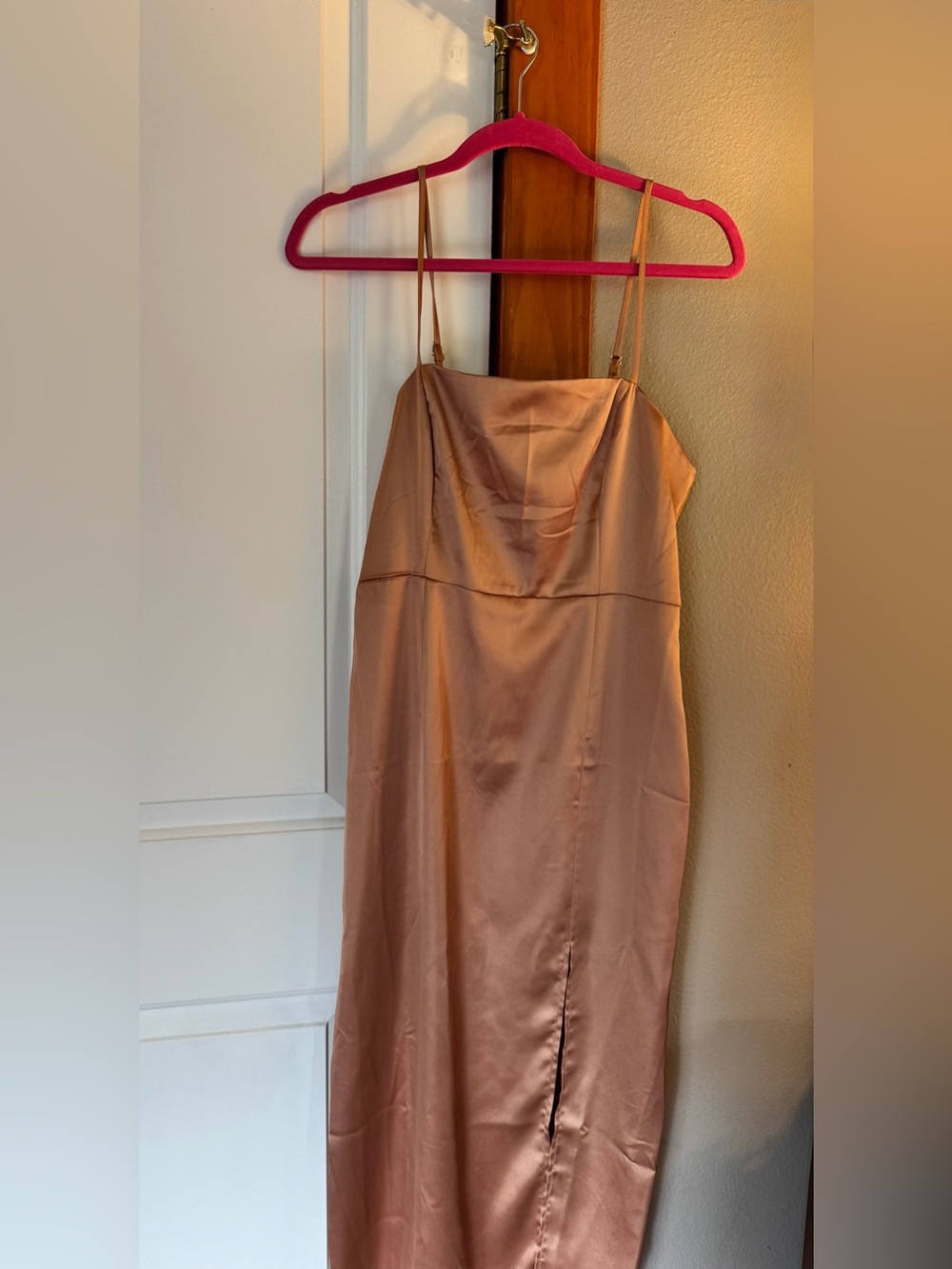 Satin Slip Dress in Peach